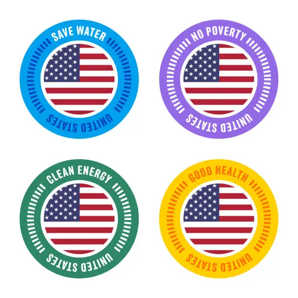 Vector illustration of Sustainability Goals for United States