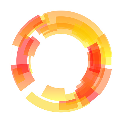 Fire colored transparent circular shape on white
