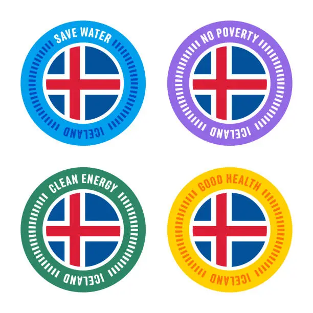 Vector illustration of Sustainability Goals for Iceland