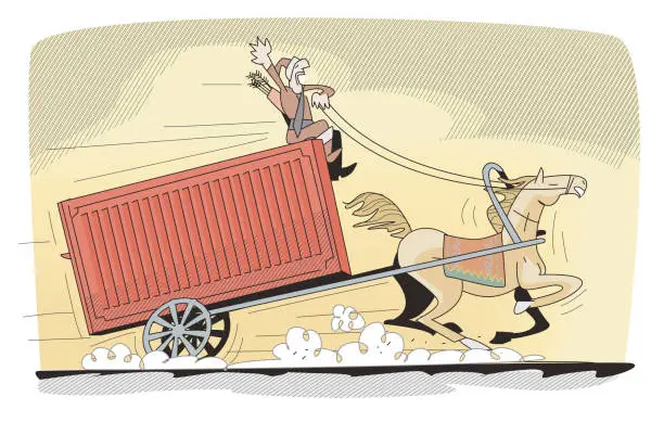 Vector illustration of trade in central Asia