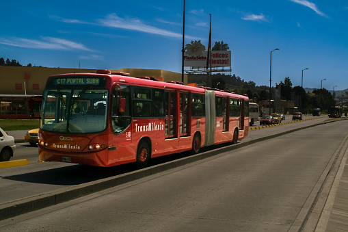 Bogota Colombia
27 de Octubre de 2023 :Public bus at a passenger station in the city of Bogotá