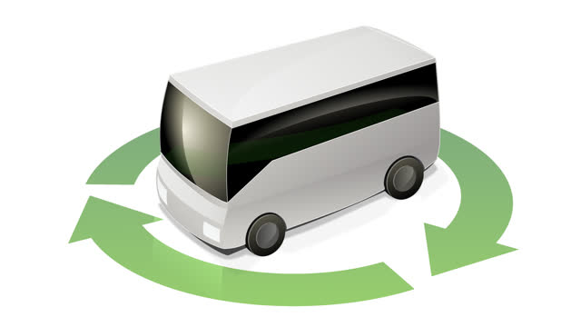 Recycling a white bus (loop)