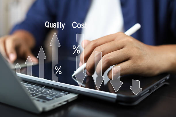 istock Business strategy success Cost and quality control for effective management Achieving goals, Businessman analyzing growth graph and cost reduction, Success business growth for long-term investments. 1922394201