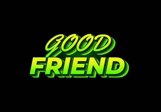 illustrations, cliparts, dessins animés et icônes de good friend. text effect in 3d look with gradient purple yellow color - backgrounds black black background gradient