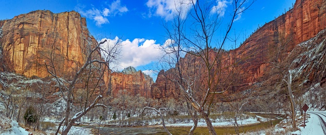 The West Temple and Peaks of the Virgin in Zion National Park Utah in early winter by the Human History Museum