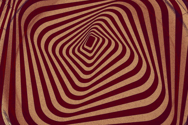 Retro background from a twisted spiral with cracks and scratches.Vintage geometric  with swirling horizontal lines