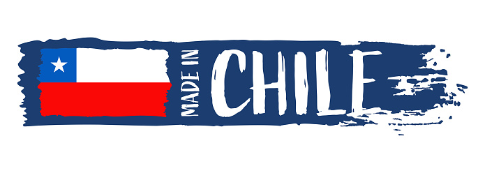 Made in Chile - grunge style vector illustration. Flag of Chile and text on Brush Stroke isolated on white background