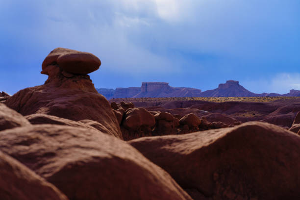 Hoodoo Rock Formations in Scenic Desert Landscape - Goblin shaped red rock formations with scenic canyon views.