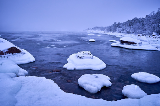 A winter storm in the Finnish archipelago in January