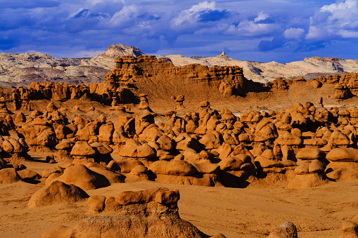 Hoodoo Rock Formations in Scenic Desert Landscape - Goblin shaped red rock formations with scenic canyon views.