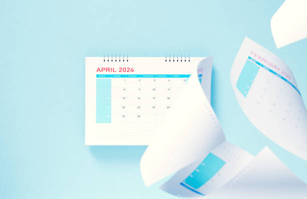 istock 2024 April Calendar on Blue Background 1922488827
