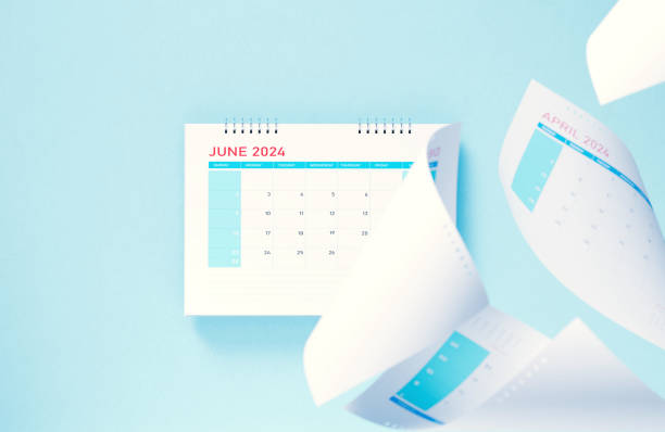 istock 2024 June Calendar on Blue Background 1922489915