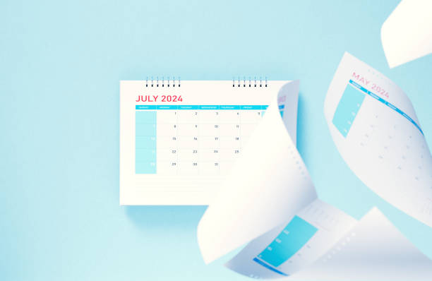 2024 July Calendar on Blue Background
