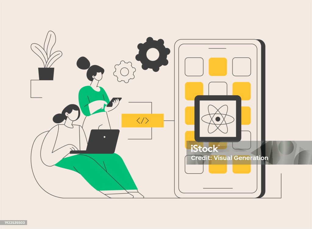 React Native Mobile App Abstract Concept Vector Illustration Stock ...