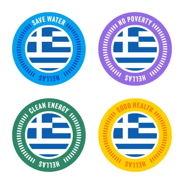 Vector illustration of Sustainability Goals for Greece