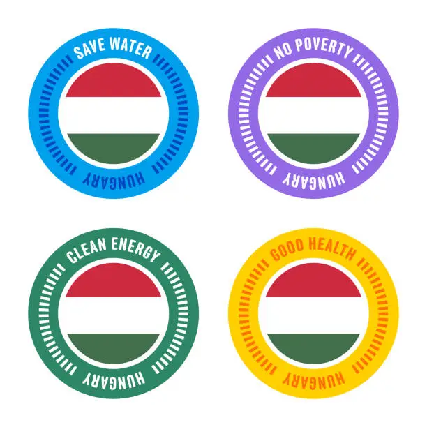Vector illustration of Sustainability Goals for Hungary