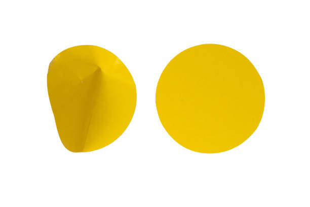 istock Round yellow stickers, blank tags labels isolated on a white background. 1922590611