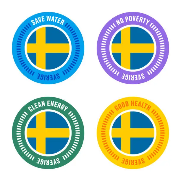 Vector illustration of Sustainability Goals for Sweden