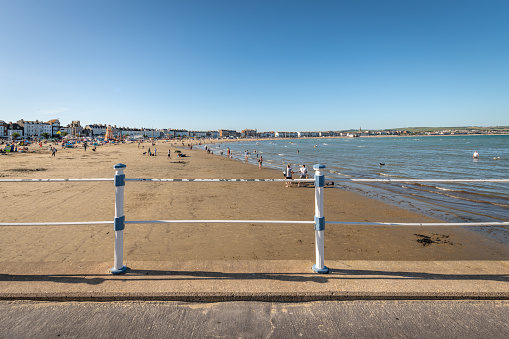 Weymouth, UK. 4 September 2023. Weymouth beach from the esplanade