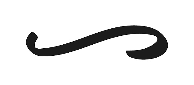 Swoosh and swoops underline typography tail shape. Brush drawn thick curved smear. Hand drawn curly swish, swash, squiggle, twiddle. Vector calligraphy doodle swirl. Vector Underlined icon