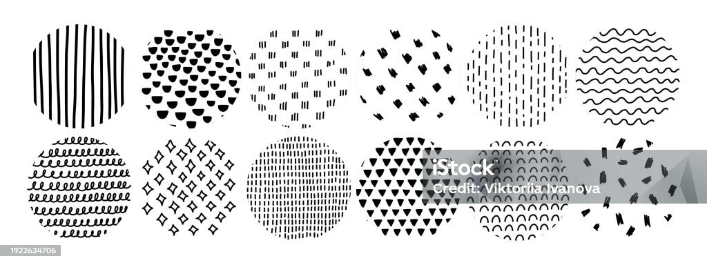 Circular Line Texture Circle Textures With Different Handdrawn Patterns Crosshatch Dots Lines ...