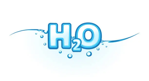 Vector illustration of H2O illustration. Chemical formula of water.