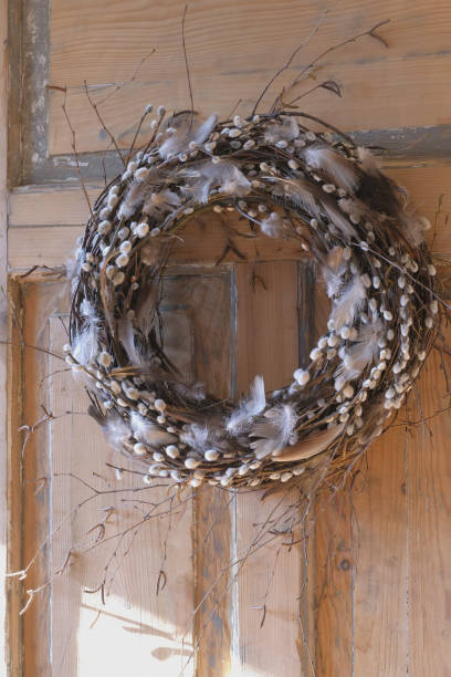 Easter wreath made of willow and birch branches