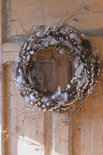 Easter wreath made of willow and birch branches