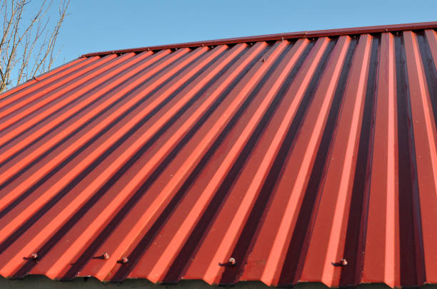 istock The building is covered with profiled metal sheet 1922752133