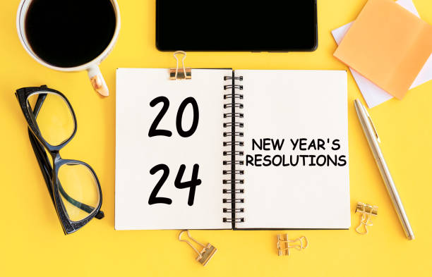 istock 2024 new year goal, plan, action. Concepts with text on notepad and office accessories. Business management, Inspiration to success ideas 1922768040
