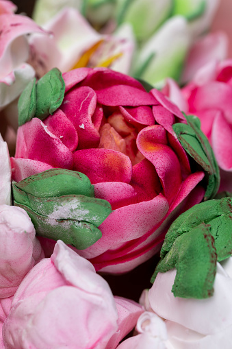 beautiful flowers made of marshmallows , decoration decorative flowers made of edible marshmallows