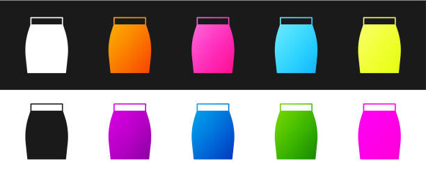 Set Skirt icon isolated on black and white background. Vector Set Skirt icon isolated on black and white background. Vector. pleated white skirt stock illustrations