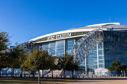 Arlington, TX - December 28, 2023: AT&T Stadium, completed in 2009, is home to the NFL Dallas Cowboys Football Team.