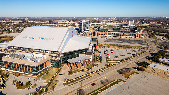 Arlington, TX - December 29, 2023: Globe Life Field and Choctaw Stadium