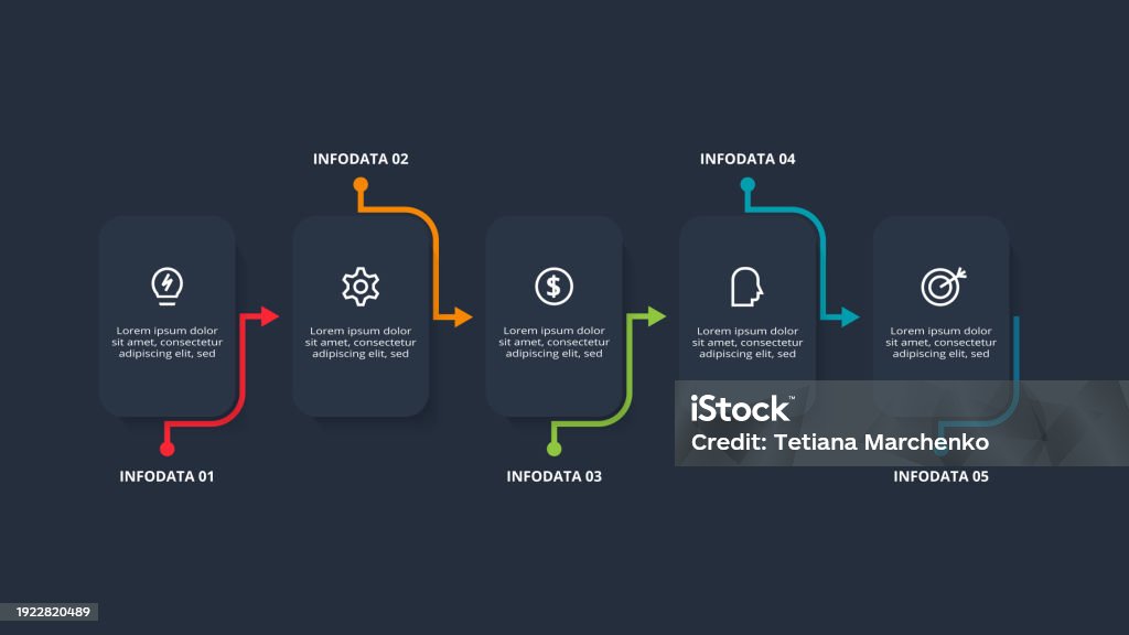Each Step Visualization Rectangles Infographic With 5 Steps Options Parts Or Processes Business ...