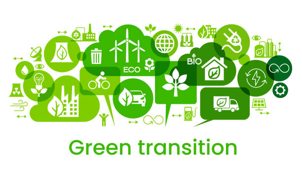 istock Alternative clean energy. Transition to environmentally friendly world concept.  Ecology infographic. Green power production. Transition to renewable alternative energy. 1922826288