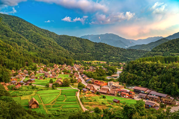 Ogimachi, Shirakawa, Japan at Twilight
