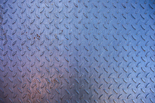 Close-up empty stainless steel plate with detail and texture background, copy space for put text character and anything