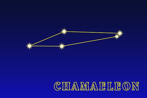 Constellation Chamaeleon. Constellation Chameleon. Near-polar constellation of the southern hemisphere of the sky. Contains 31 stars visible to the naked eye