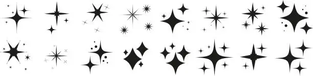 Vector illustration of Twinkling stars. Sparkle star icons. Blink glitter and glowing icon.