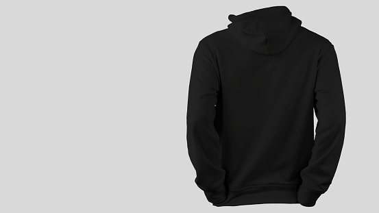 Chic Black Hooded Sweatshirt, Blank Hoodie, Concept for Design, Effortless Style in Monochrome Comfort