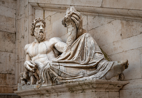 Rome, Italy - June 22, 2018: Baroque marble sculptures in Vatican museum