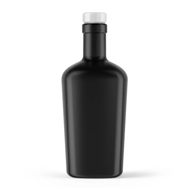 istock Black Glass Bottle Mockup Isolated on Background. 3D Rendering 1923214730