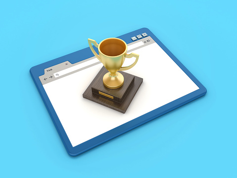 3D Trophy with Internet Web Browser - Color Background - 3D Rendering