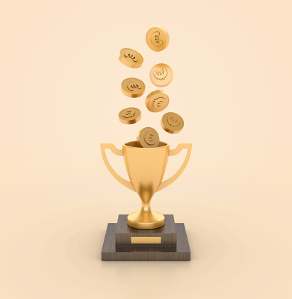 3D Trophy with - Color Background - 3D Rendering
