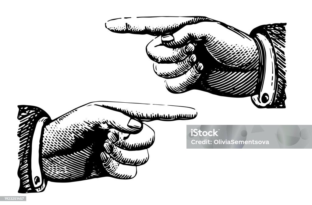 Pointing Hands Victorian Etching Hands pointing in a Victorian etching style with engraved line details. Each hand has slight variations because a real person drew it. The palm of the hand is facing towards the viewer. Depicted in a detailed and realistic manner the illustration is rich in detail and depth. The style is vintage and turn of the century. The illustration can be used to evoke any period between the 1860s to the 1910s. Retro Style stock vector Pointing Hands Victorian Etching Hands pointing in a Victorian etching style with engraved line details. Each hand has slight variations because a real person drew it. The palm of the hand is facing towards the viewer. Depicted in a detailed and realistic manner the illustration is rich in detail and depth. The style is vintage and turn of the century. The illustration can be used to evoke any period between the 1860s to the 1910s. Retro Style stock vector