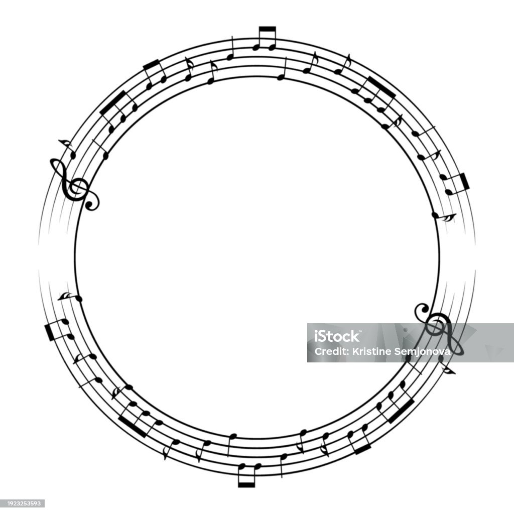 Musical Score Rond Ilustración de Music Notes Background Round Musical Frame Vector ...