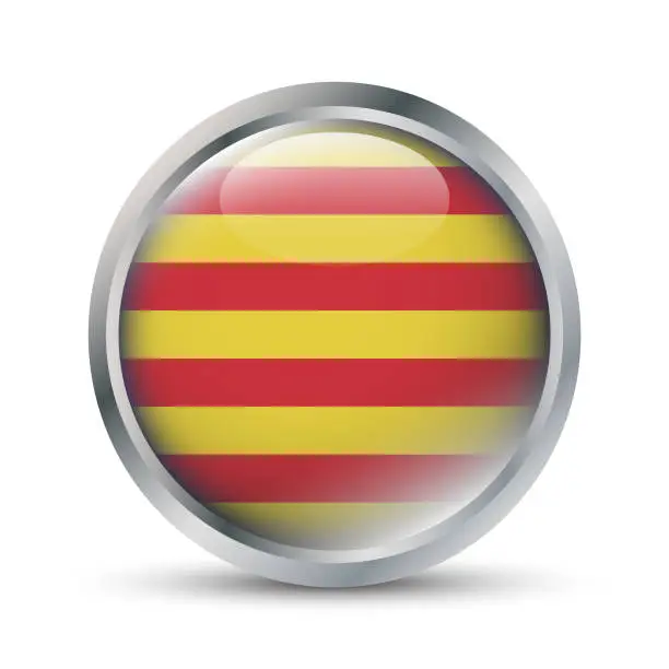 Vector illustration of Catalonia Flag 3D Badge Illustration