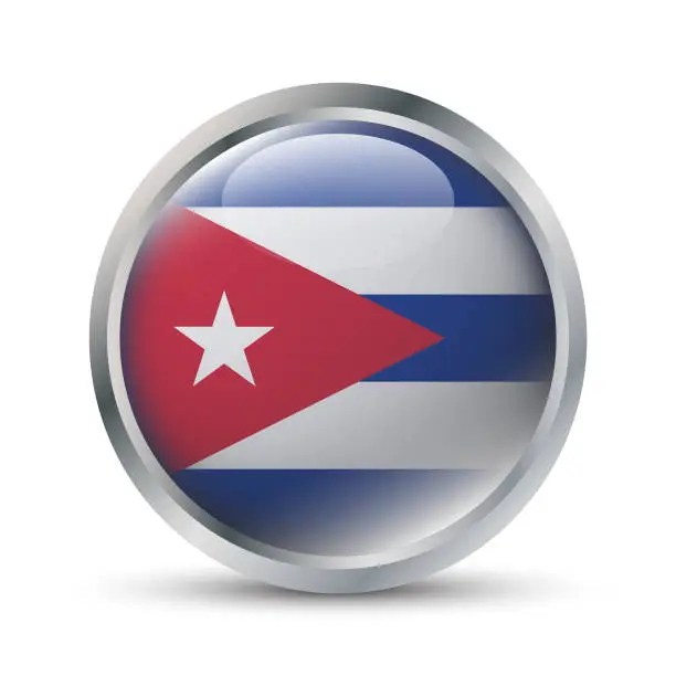 Vector illustration of Cuba Flag 3D Badge Illustration