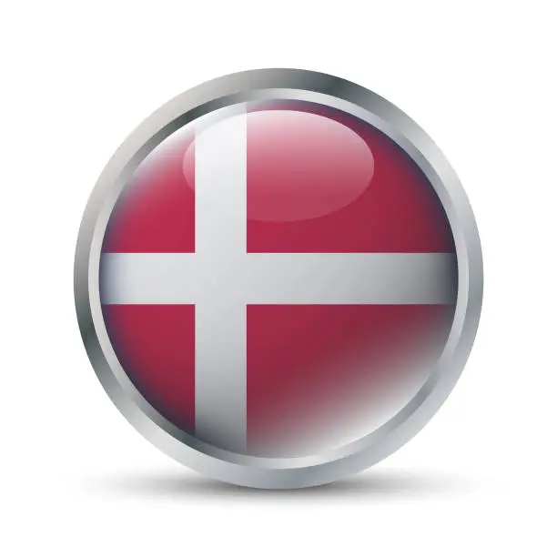 Vector illustration of Denmark Flag 3D Badge Illustration